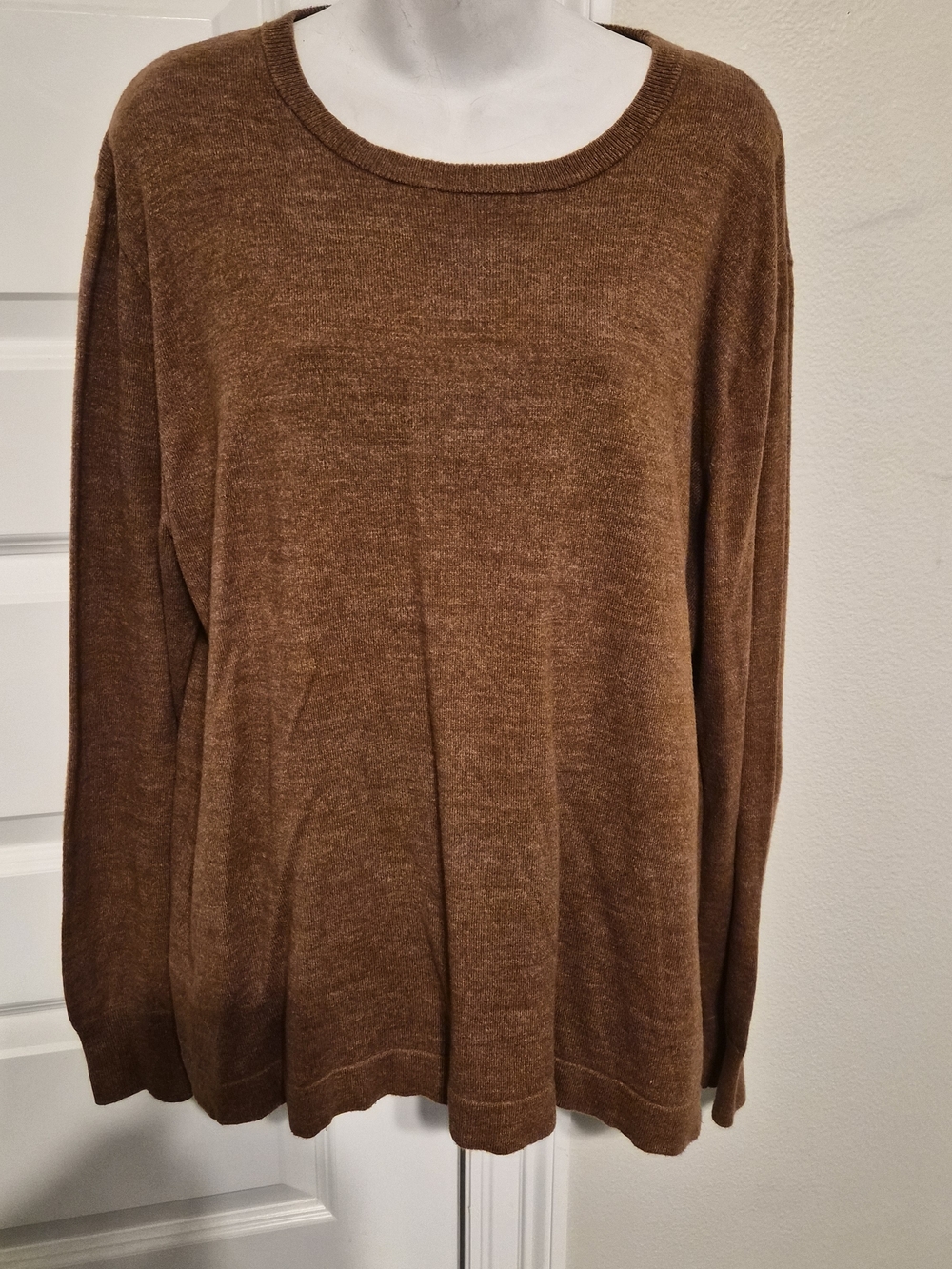 J.CREW Brown Knit Crewneck Sweater Women's Size XL 100% Cotton Fall 2018
